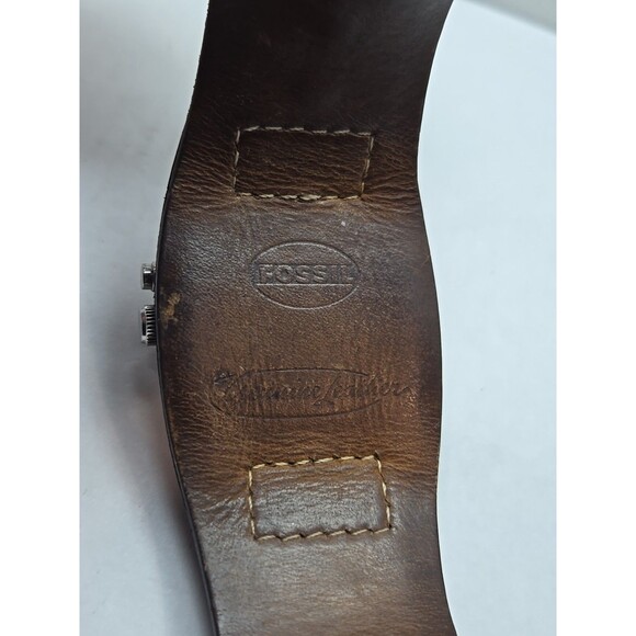 Fossil Kaleido Big Tic AM3696 Mens Watch Black Red Dial Cuff Leather New Battery - Picture 11 of 11